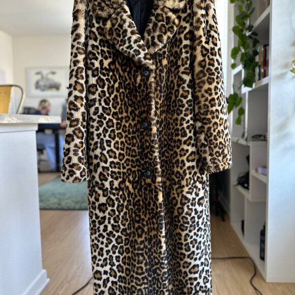 STAND Studio Leopard Faux Fur Coat — Size M - Picture 1 of 7